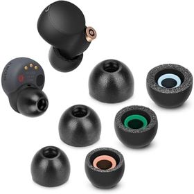 【クーポン付】Sony イヤホン WF-1000XM4 / XM3 / WF-C500 / WF-C700N / Linkbuds S 用 低反発素材 チップ ソニー トゥルーワイヤレスイヤホン用 滑り止め交換用イヤーチップ ノイズキャンセリング 3ペア (ミックスサイズ, ブラック)