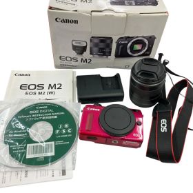 186000 動作確認済み canon キャノン 一眼レフ EOS M2 ZOOM LENS EF-M 18-55mm 1:3.5-5.6 IS STM Φ52mm DS126471 ピンク