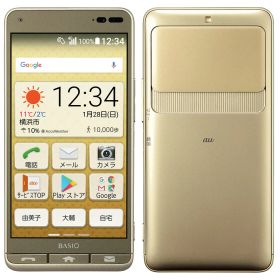 【中古】Aランク【目立った傷や汚れなし】SIMフリー KYV43 KYOCERA BASIO3 ゴールド 利用制限〇(白ロム) 送料無料