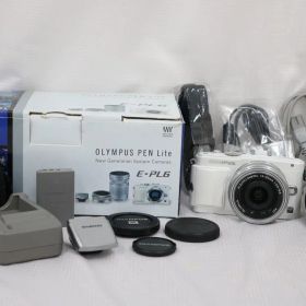 【返品保証】 【シャッター回数369回】オリンパス Olympus PEN Lite E-PL6 ホワイト M.ZUIKO DIGITAL 14-42mm F3.5-5.6 40-150mm F4-5.6 ミラーレス一眼 e8309
