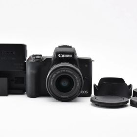 ★美品★ ★ショット数1000回以下★ キヤノン Canon EOS Kiss M ブラック + EF-M 15-45mm F3.5-6.3 IS STM 充電器付き RYM6407 #608