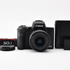★美品★ ★ショット数1000回以下★ キヤノン Canon EOS Kiss M ブラック + EF-M 15-45mm F3.5-6.3 IS STM 充電器付き RYM6582 #508