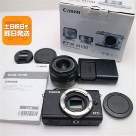 新品同様 EOS M100 EF-M15-45 IS STM レンズキット ブラック 即日発送 Canon ミラーレス一眼 あすつく 土日祝発送OK