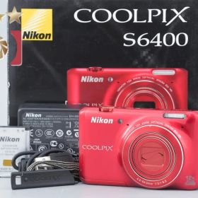 【中古】Nikon ニコン COOLPIX S6400 グロッシーレッド コンパクトデジタルカメラ 元箱付き