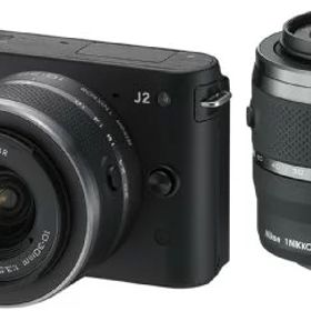 【中古】「非常に良い」Nikon ミラーレス一眼カメラ Nikon 1 (ニコンワン) J2 ダブルズームキット ブラック N1J2WZBK