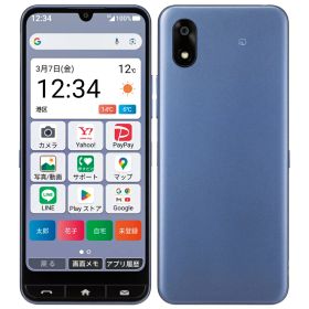 【中古】A+ランク【未使用に近い】SIMフリー Y!mobile かんたんスマホ4 A402ZT ネイビー 利用制限▲(赤ロム永久保証) シニア向けスマートフォン 送料無料