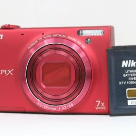 【返品保証】 ニコン Nikon COOLPIX S6100 7x レッド バッテリー付き コンパクトデジタルカメラ e18174