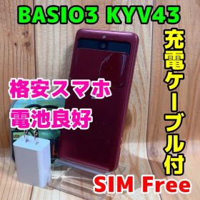 SIMフリー BASIO 3 KYV43 32GB 119F レッド 電池良好
