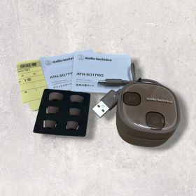 【美品】audio-technica ATH-SQ1TW2 ワイヤレスイヤホン Bluetooth カフェラテ オーディオテクニカ 付属品あり リコール対象外