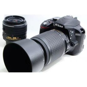 【中古】ニコン Nikon D3300 標準&望遠ダブルレンズセット ブラック ブラック 美品 高画質 ストラップ付き カメラ 中古 人気 おすすめ 高画質