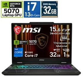 MSI(エムエスアイ) Cyborg-15-B13WGKG-5070JP ゲーミングPC（ノート） オデッセイグレイ ＆ スケルトン ［15.6型 /Windows11 Home /intel Core i7 /メモリ：32GB /SSD：1TB /日本語版キーボード /2026年4月モデル］ CYBORG15B13WGKG5070 [振込不可]
