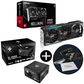 ASRock RX9070 CL 16G ブラック グラフィックボード + SL-1000G ブラック Steel Legend 電源ユニット (1000W) + ASRockオリジナルマウスパッド セット 【KK9N0D18P】