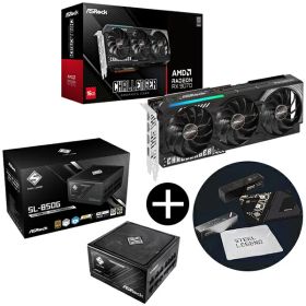 ASRock RX9070 CL 16G ブラック グラフィックボード + SL-850G ブラック Steel Legend 電源ユニット (850W) + ASRockオリジナルマウスパッド セット 【KK9N0D18P】