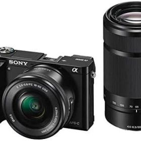【中古】 ソニー ミラーレス一眼 α6000 ダブルズームレンズキット E PZ 16-50mm F3.5-5.6 OSS + E 55-210mm F4.5-6.3 OSS ブラック ILCE-6000Y B 当店保証30日間 人気 ミラーレス 一眼