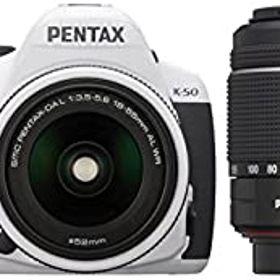 【中古】 RICOH リコー デジタル一眼レフ PENTAX K-50 DAL18-55mmWR・DAL50-200mmWRダブルズームキット ホワイト K-50 WZOOM KIT WHITE 10952