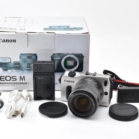★美品★ キヤノン Canon EOS M シルバー + EF-M 18-55mm F3.5-5.6 IS STM 元箱 充電器付き ARYM6648 #182