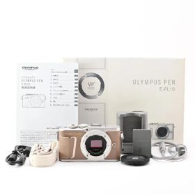 ＜難有品・ジャンク品＞ OLYMPUS PEN E-PL10 ボディ ブラウン｜シャッター数9,467枚｜モニター割れあり｜元箱付き