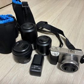 ⁠4本レンズ付 SONY α6000 シルバー超広角・標準・単焦点・望遠セット⁠