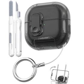 【新品】 R-fun HUAWEI FreeClip 2用クリアケース（ロックとクリーナー付き）、ソフトTPU透明[黄ばみ防止]、ブラケットと防塵設計、HUAWEI FreeClip 2用キーリング付き、クリアブラック 1