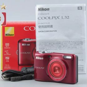 【中古】Nikon ニコン COOLPIX L32 レッド コンパクトデジタルカメラ 元箱付き