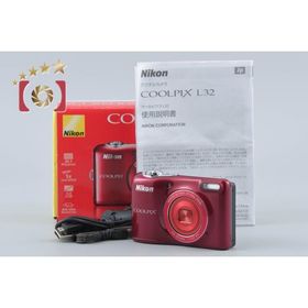 【中古】Nikon ニコン COOLPIX L32 レッド コンパクトデジタルカメラ 元箱付き