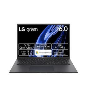 LG 16Z90S-MA78J2 ノートパソコン LG gram 16型 Core Ultra 7 155H メモリ 16GB SSD 1TB Office HB 2021 オブシディアンブラック
