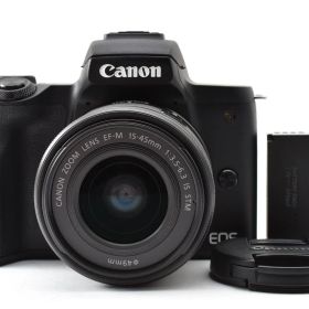 【返品保証】★外観極上品★キヤノン Canon EOS Kiss M + EF-M15-45mm IS レンズキット《ショット数4000回未満》★ L440#8955