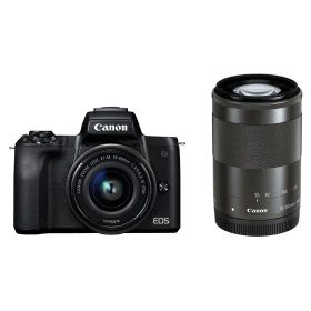 【新品/在庫あり】Canon EOS Kiss M ダブルズームキット ブラック キヤノン デジタル一眼レフカメラ
