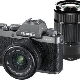 富士フイルム ミラーレス FUJIFILM X-T100 ダブルズーム ダークシルバー 中古 Wi-Fi ＆ Bluetooth搭載 新品SDカード付き 届いてすぐに使