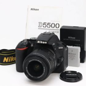 A+ (美品) Nikon ニコン D5500 AF-S DX NIKKOR 18-55mm F3.5-5.6G VR II レンズキット ブラック シャッター回数575 初期不良返品対応 99-3