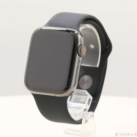(中古)Apple Apple Watch Series 6 GPS + Cellular 44mm グラファイトステンレススチールケース ブラックスポーツバンド(198-ud)