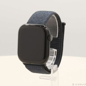 (中古)Apple Apple Watch Series 10 GPS 42mm ジェットブラックアルミニウムケース インクスポーツループ(377-ud)