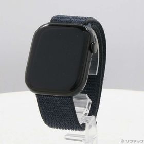 (中古)Apple (展示品) Apple Watch Series 10 GPS 46mm ジェットブラックアルミニウムケース インクスポーツループ(344-ud)