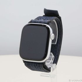 (中古)Apple Apple Watch Series 10 GPS 46mm シルバーアルミニウムケース ブラック/ブルーNikeスポーツループ(258-ud)