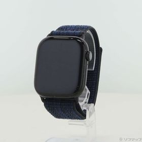 (中古)Apple Apple Watch Series 10 GPS 46mm ジェットブラックアルミニウムケース ブラック/ブルーNikeスポーツループ(196-ud)