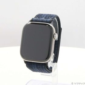 (中古)Apple Apple Watch Series 10 GPS + Cellular 46mm ナチュラルチタニウムケース ブラック/ブルーNikeスポーツループ(344-ud)