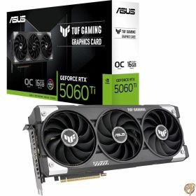 ASUS TUF Gaming GeForce RTX &trade; 5060 Ti 16GB GDDR7 OC Edition ゲーミンググラフィックスカード (PCIe&reg; 5.0、HDMI&reg;/DP 2.1、3.1スロット、ミリタリーグレードコンポーネント、保護PCBコーティング、axial-techファン)。