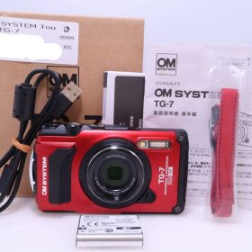 【極美品】OM SYSYTEM Tough TG-7 レッド 防水15m/防塵/耐荷重100kg/耐低温-10℃ コンパクトデジタルカメラ