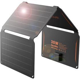【新品】 FlexSolar 30W ソーラーパネル USB-A Type-Cポート折り畳み式 小型 ソーラーチャージャー IP67 防水 地震 災害時 アウトドア Phone Android 各種対応 0