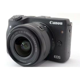 【中古】キヤノン Canon EOS M3 ブラック レンズキット ブラック 美品 スマホへ転送・自分撮りミラーレス ストラップ付き カメラ 中古 人気 おすすめ 高画質
