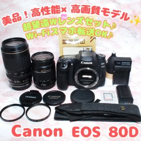 キャノン EOS 80D✨美品 Wレンズ Wi-Fi タッチ操作 高性能 高画質