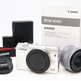 A+ (美品) Canon キヤノン EOS M100 EF-M 15-45 F3.5-6.3 IS STM レンズキット ホワイト 初期不良返品対応 99-37
