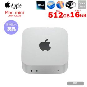 Apple Mac mini MU9E3J/A A3238 M4 2024 手のひらサイズ小型デスク [Apple M4 10コア メモリ16GB SSD512GB 無線 BT シルバー 純箱 ]：美品