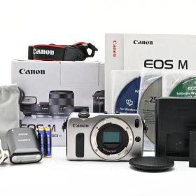 新品級★キヤノン EOS M ボディ シルバー★ストロボ 90EX付 #1425