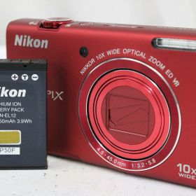【返品保証】 ニコン Nikon COOLPIX S6200 10x レッド バッテリー付き コンパクトデジタルカメラ T472