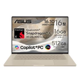 【長期保証付】ASUS(エイスース) Zenbook SORA 16 UX3607QA-PU16570BE 16型 Win11Home Snapdragon X メモリ16GB SSD512GB ノートパソコン