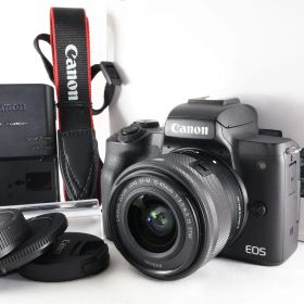 【美品】Canon ミラーレス一眼カメラ EOS Kiss M 標準ズームキット ブラック EOSKISSMBK-1545ISSTMLK