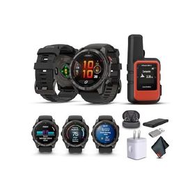 Garmin Fenix 8 Pro 51mm, AMOLED Display, Multisport GPS Smartwatch, Sapphire Carbon Gray DLC Titanium Pebble Gray Silicone Band, Wilderness Bundle wit