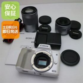 美品 EOS Kiss M ダブルズームキット ホワイト 即日発送 ミラーレス一眼 Canon 土日祝発送OK