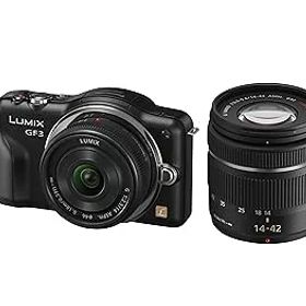 【中古】【39shop】パナソニック★ミラーレス一眼カメラ LUMIX GF3 ダブルレンズキット エスプリブラック DMC-GF3W-K(非常に良い)